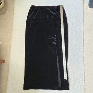Black Velvet Evening Maxi Skirt with Slit